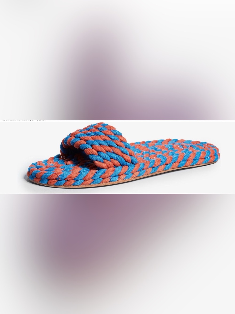 Loeffler Randall Elle Slide Sandals Cobalt Persimmon Braided Rope Size 6 NWT
